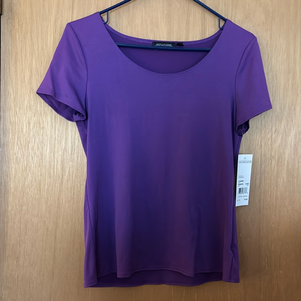 Notations purple top short sleeve sz s NWT